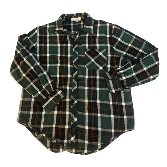 L.I.F.E Dark Green Plaid Button-Down Flannel Womens Size M - Picture 1 of 5